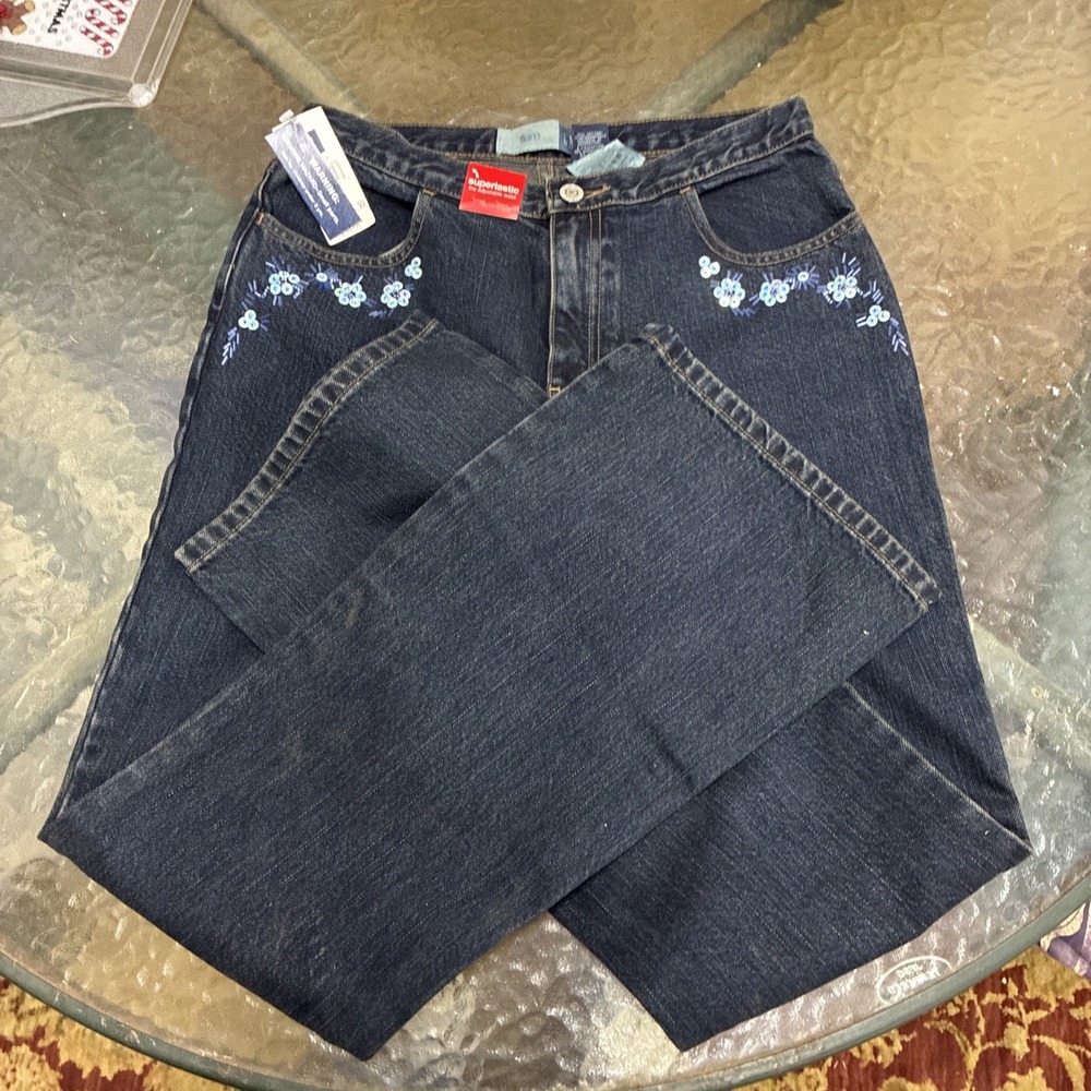 NWT gap jeans size 16 superflare embellish with flowers